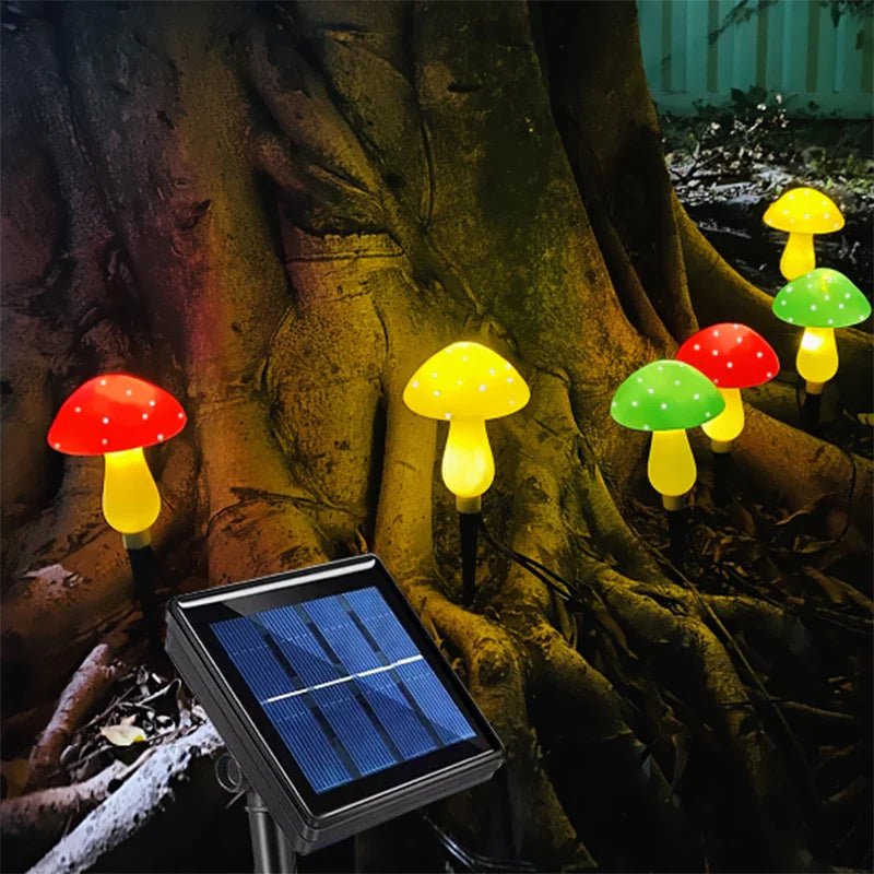 - Guirlande lumineuse champignon à panneau solaire 12 LED - Solairox