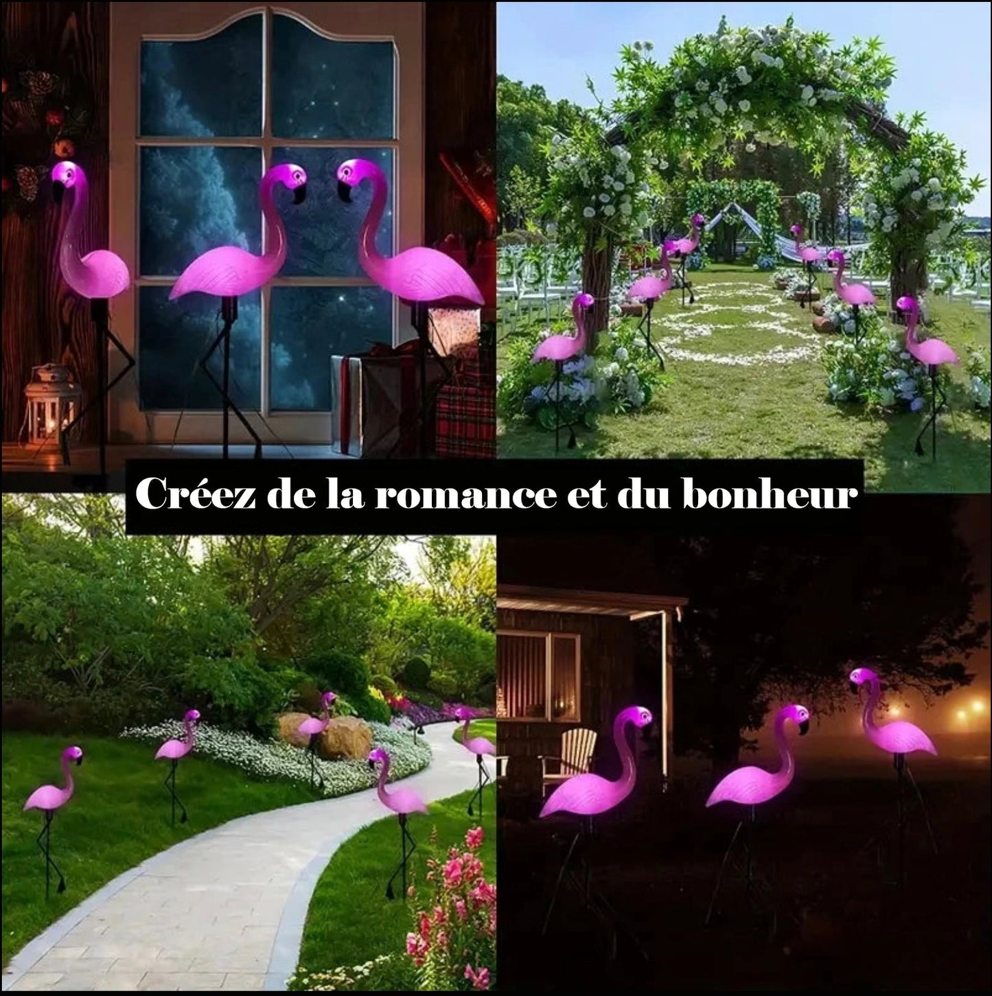  - 3 Lampes solaires flamant rose - Solairox