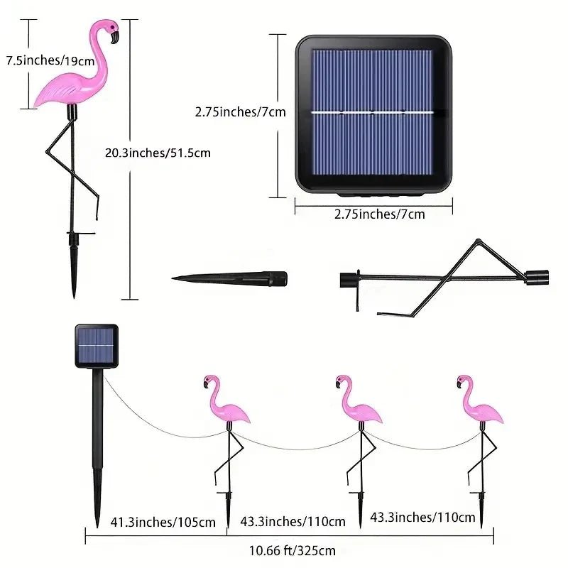  - 3 Lampes solaires flamant rose - Solairox