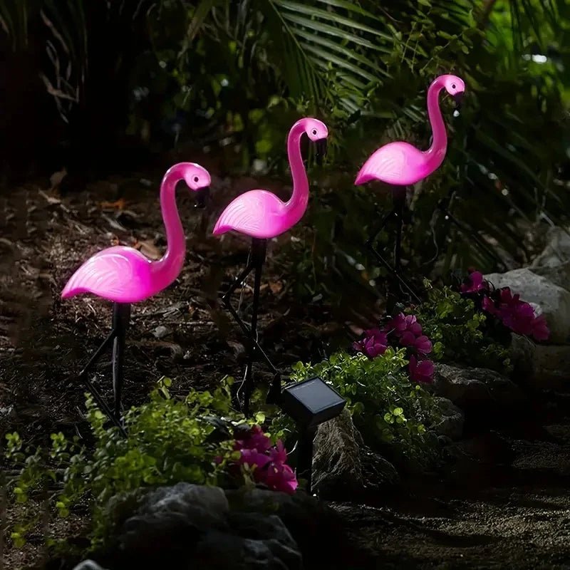  - 3 Lampes solaires flamant rose - Solairox