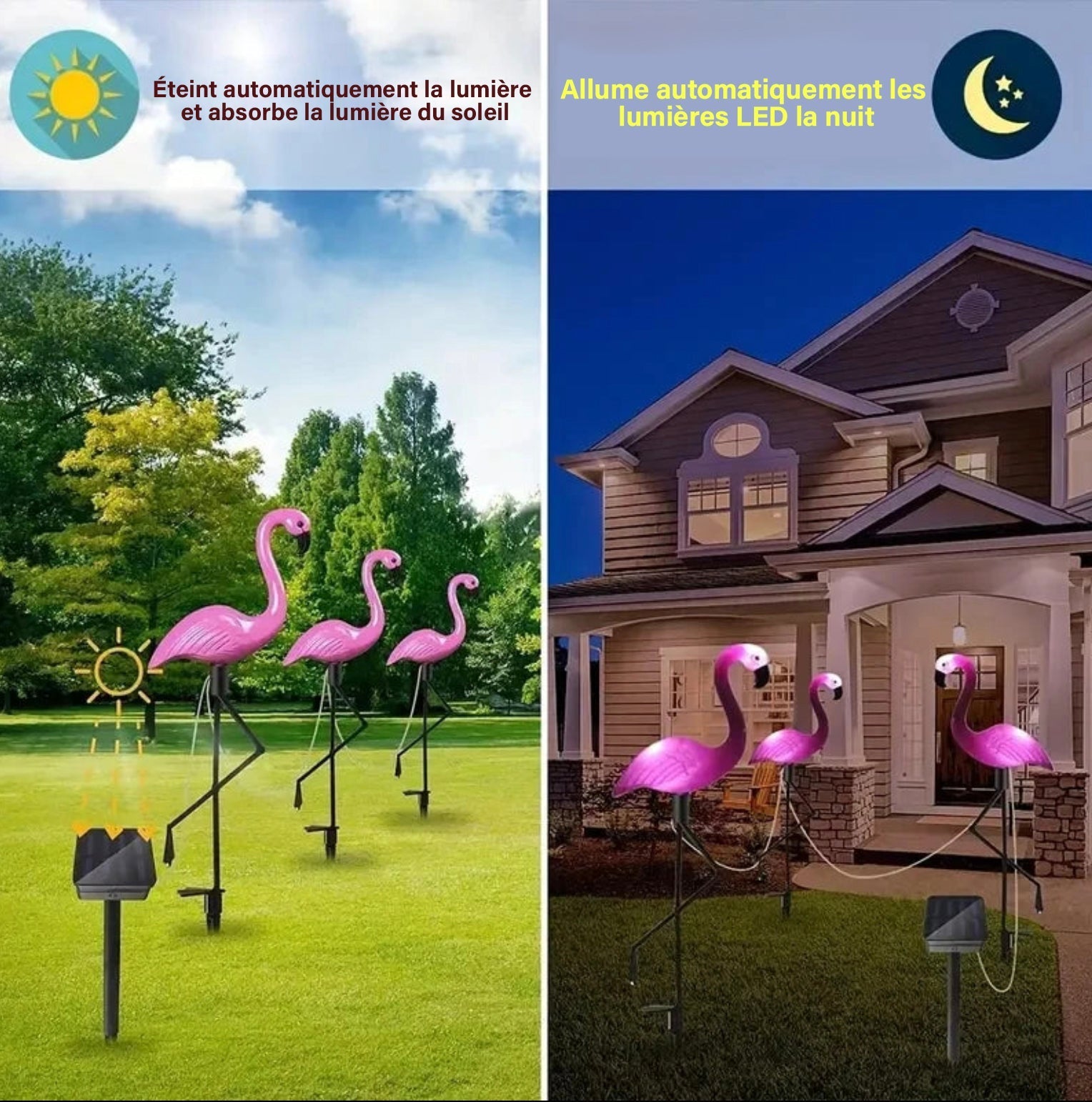  - 3 Lampes solaires flamant rose - Solairox