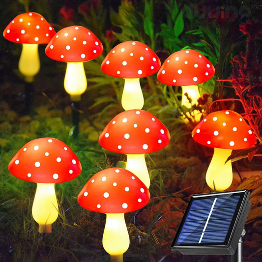  - Guirlande lumineuse champignon à panneau solaire 12 LED - Solairox